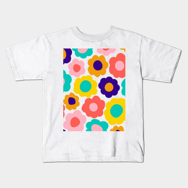 Abstract Flower Blooms Kids T-Shirt by ApricotBirch